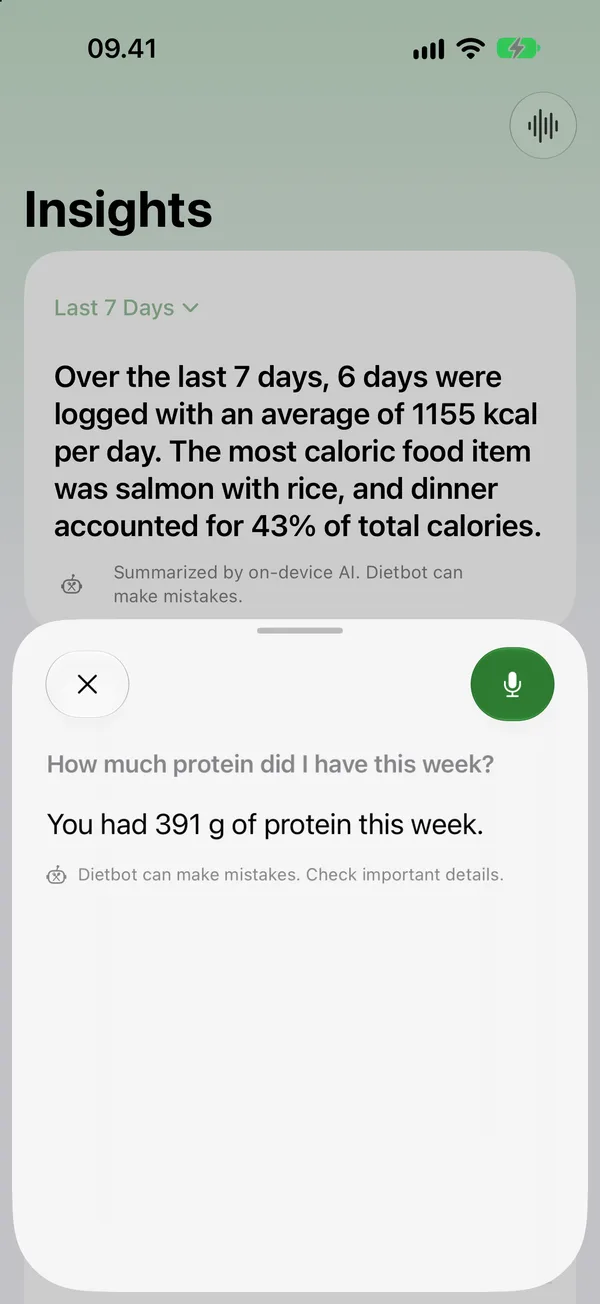 Ask Dietbot answering: You had 391 g of protein this week.